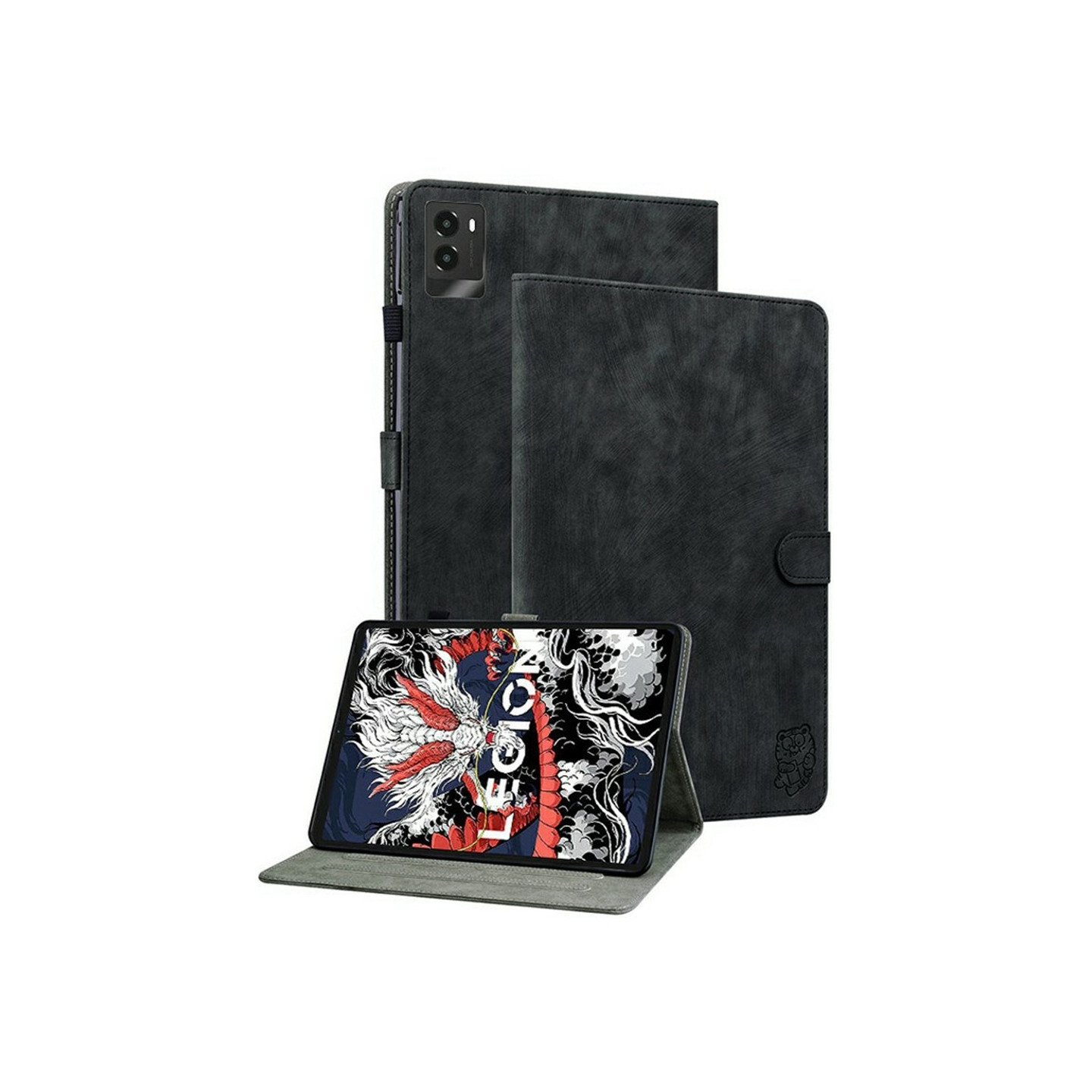 Lenovo Legion Y700 (2025) / Legion Tab Gen 3 Suojakotelo Tiikerikuvio Naarmuuntumaton Teline - Musta