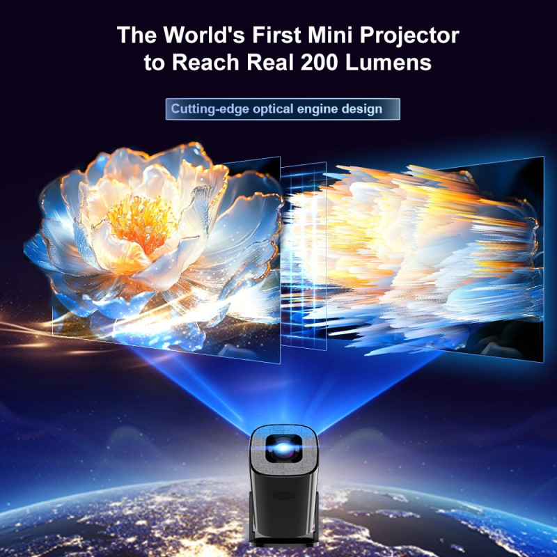 Projector Home Cinema Video Projector 200 ANSI Android 14 WiFi / Bluetooth 1+8GB