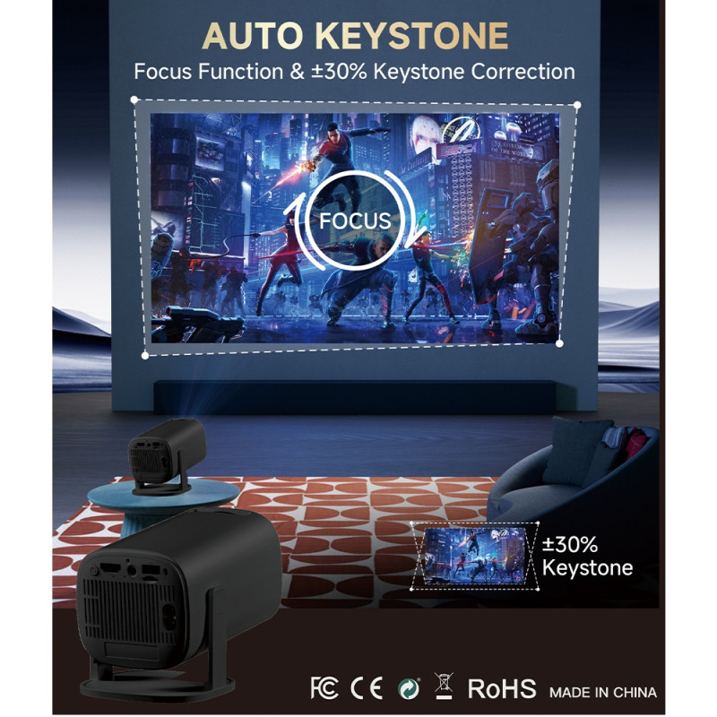 Projector Home Cinema Video Projector 200 ANSI Android 14 WiFi / Bluetooth 1+8GB