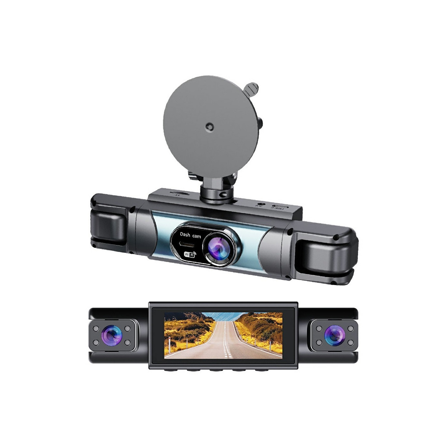 4-kanals 1080P WiFi Dash Cam G-sensor Loop-opptak Nattsyn Ryggekamera