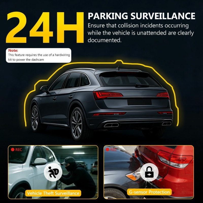 4-Channel 1080P WiFi Dash Cam G-sensor Loop Recording Night Vision Rear View Camera