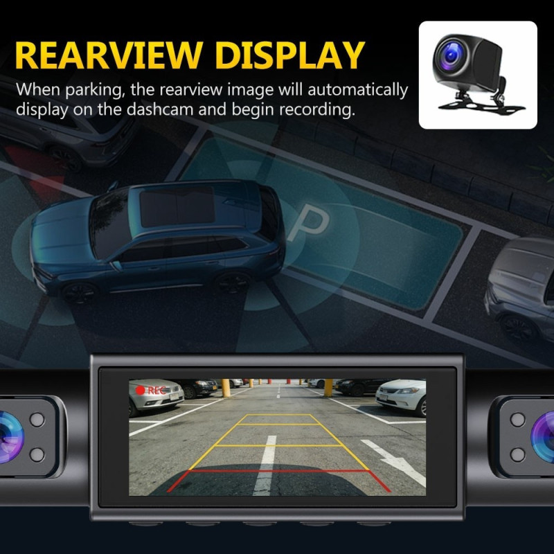 4-kanals 1080P WiFi Dash Cam G-sensor Loop-opptak Nattsyn Ryggekamera