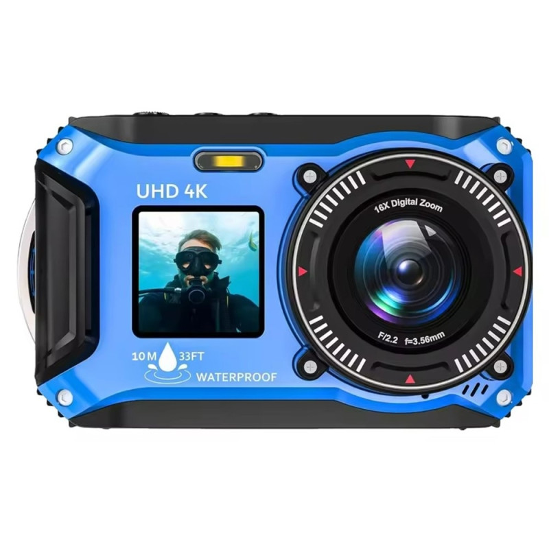 10M Vanntett Kamera 2 Batterier 4K UHD 56MP 2.8 + 1.4" Undervannskamera