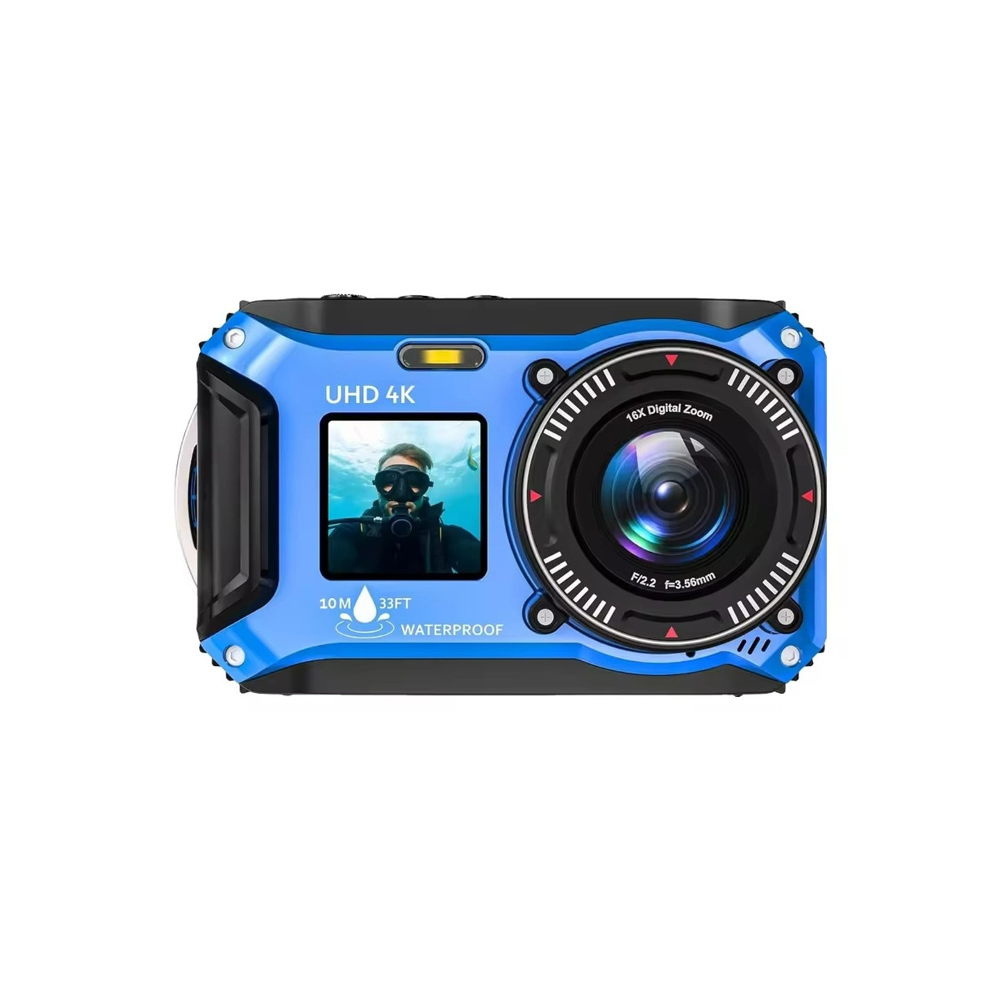 10M vedenpitävä kamera 2 akkua 4K UHD 56MP 2.8 + 1.4" vedenalainen kamera