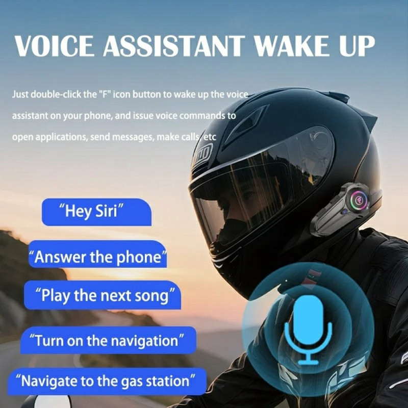 Motorsykkelhjelm Bluetooth Intercom Headset IP67 Vanntett 1000m Rekkevidde Toveis