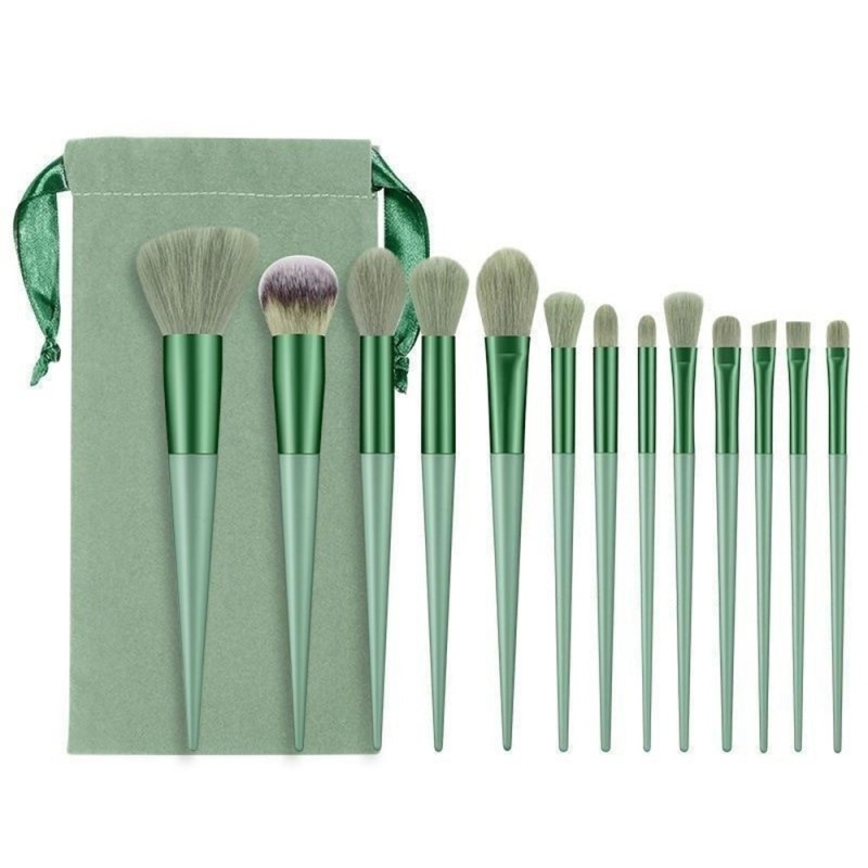13 pcs Makeup Brush Set Brushes Foundation Contour Blending Velvet Pouch -