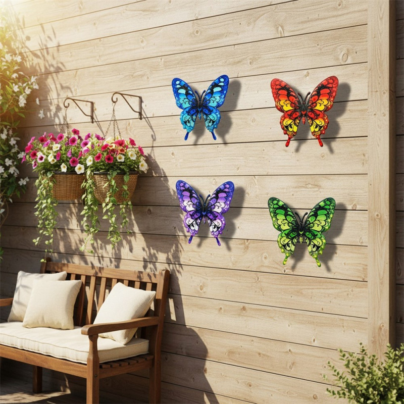 4 pcs Butterfly Butterflies Wall Decor Garden Ornament Garden Patio Decoration