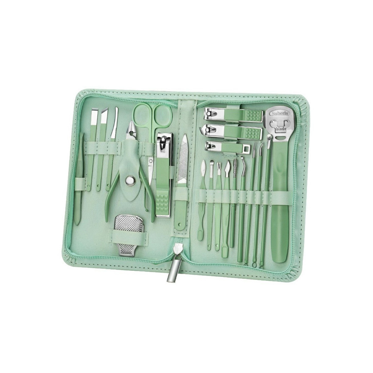 22 stk. manicure pedicure negleklipper rustfrit stål fingertånegle + etui