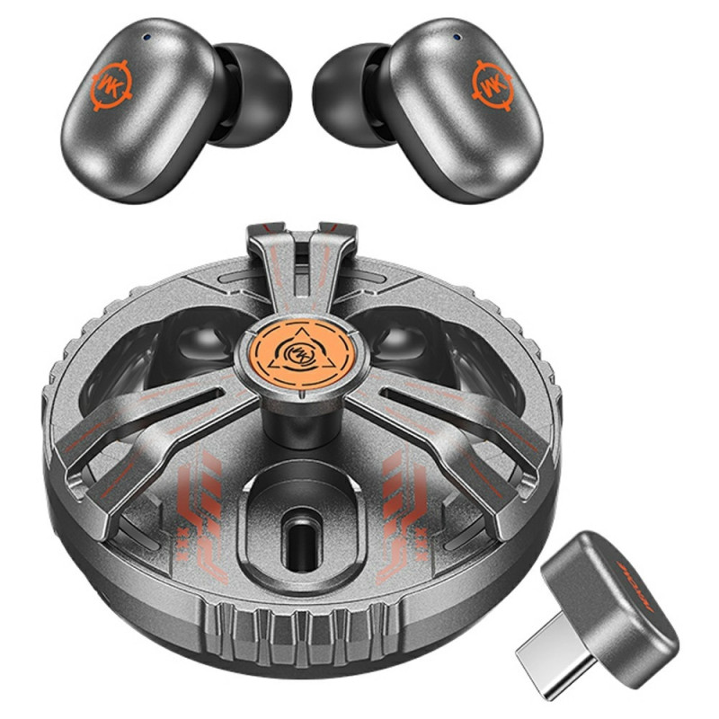 WEKOME Beluga trådløse hodetelefoner Bluetooth 2.4G spillhodetelefoner Mecha Metal RGB