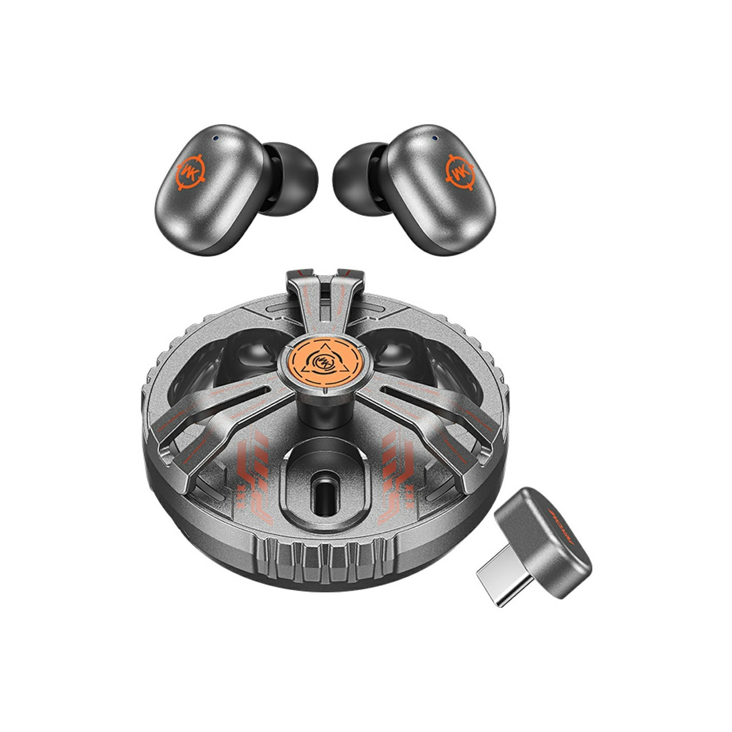 WEKOME Beluga trådløse hodetelefoner Bluetooth 2.4G spillhodetelefoner Mecha Metal RGB