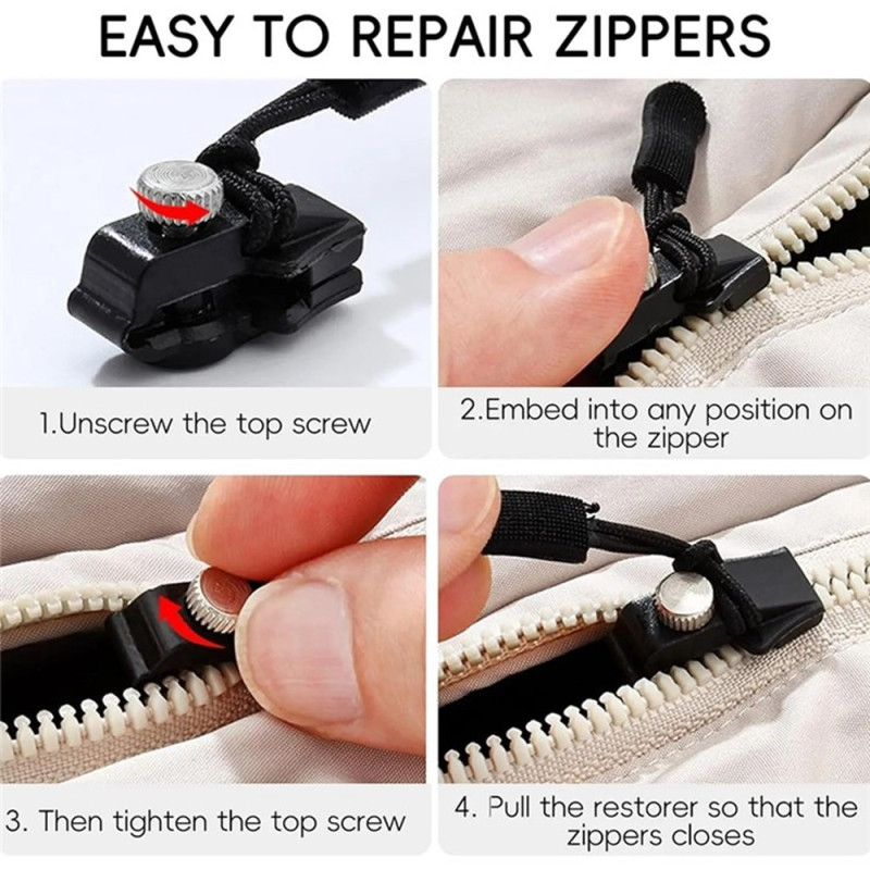 Removable Zipper Replacement Zipper Zipper Puller Repair Kit Size L