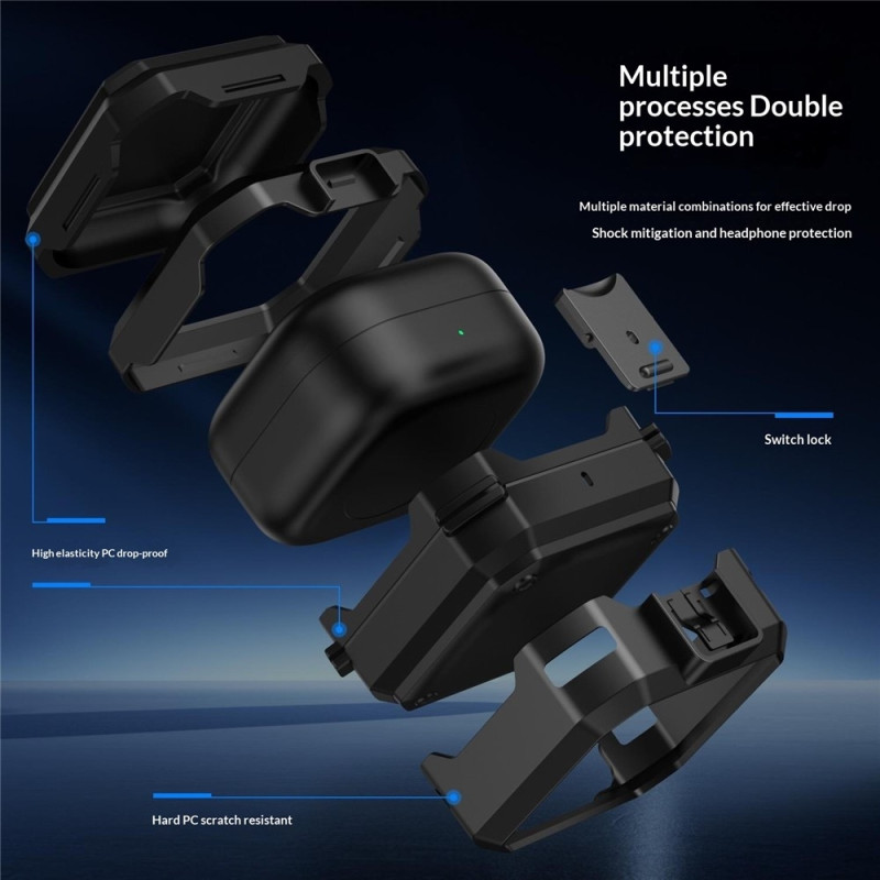 Samsung Galaxy Buds4 / Buds4 Pro -kuulokkeille tarkoitettu suojakuori, jossa kytkinlukko