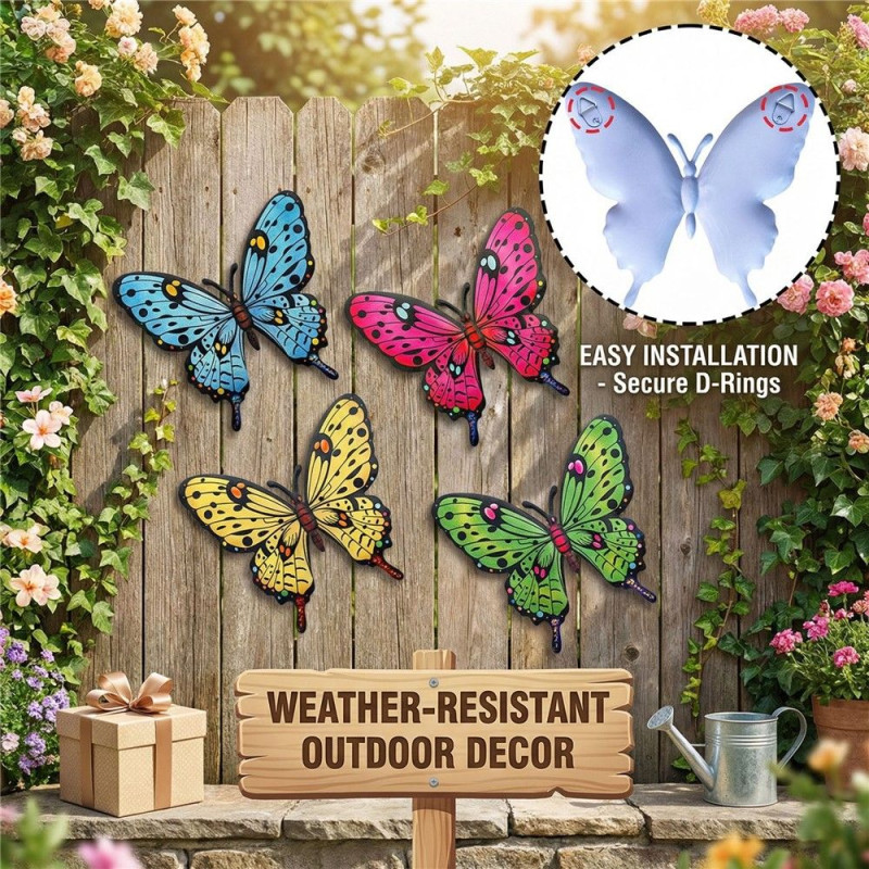 4 pcs Butterfly Butterflies Wall Decor Garden Ornament Garden Patio Decoration