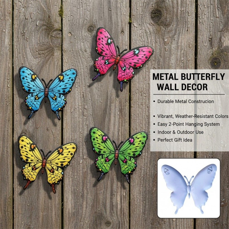 4 pcs Butterfly Butterflies Wall Decor Garden Ornament Garden Patio Decoration