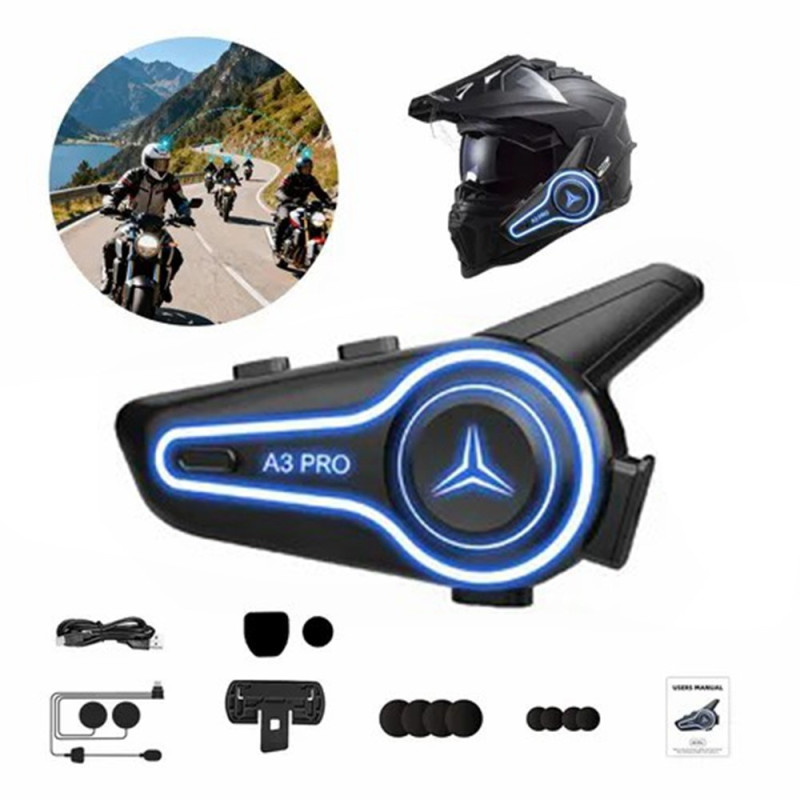 Motorcykelhjelm Bluetooth Intercom Headset IP67 Vandtæt 1000m Rækkevidde