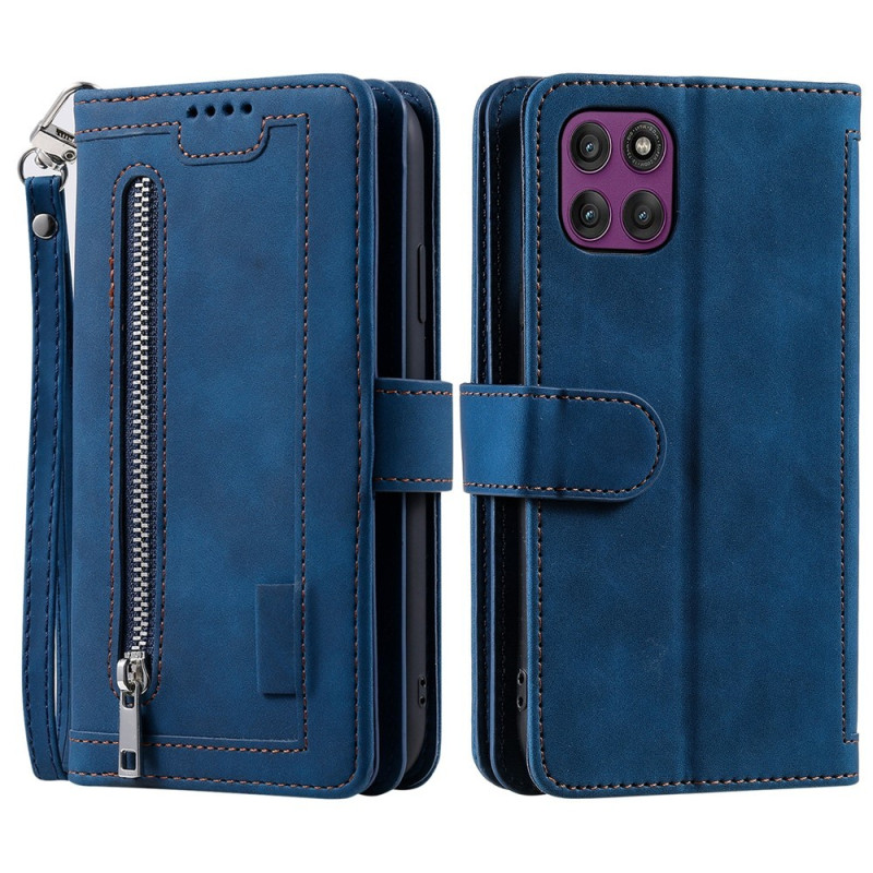 Til Motorola Moto G86 Power 5G Cover Pung med Lynlås 9 Kortlommer 