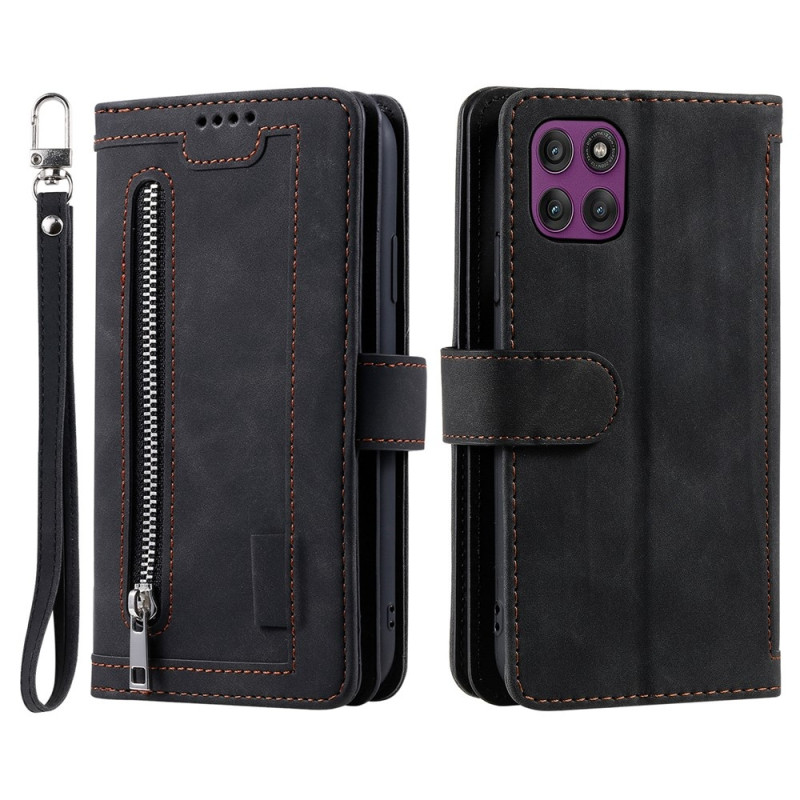 Til Motorola Moto G86 Power 5G Cover Pung med Lynlås 9 Kortlommer 