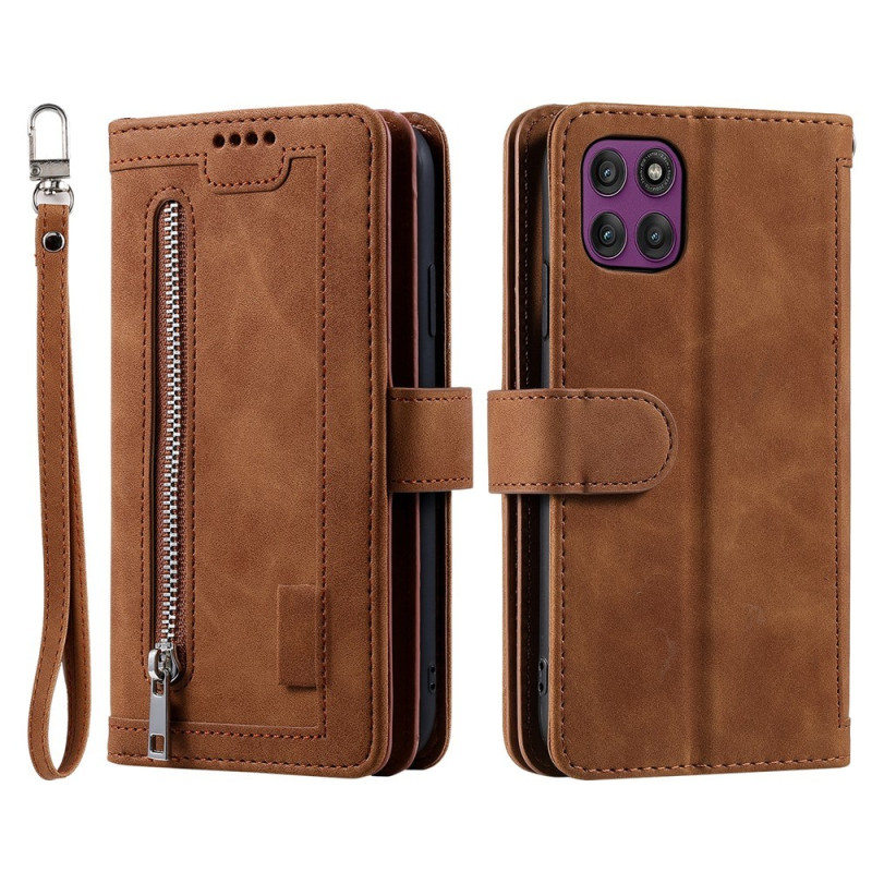 Til Motorola Moto G86 Power 5G Cover Pung med Lynlås 9 Kortlommer 