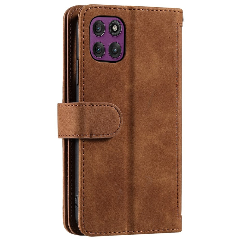 Til Motorola Moto G86 Power 5G Deksel Lommebok med Glidelås 9 Kortlommer Stativ