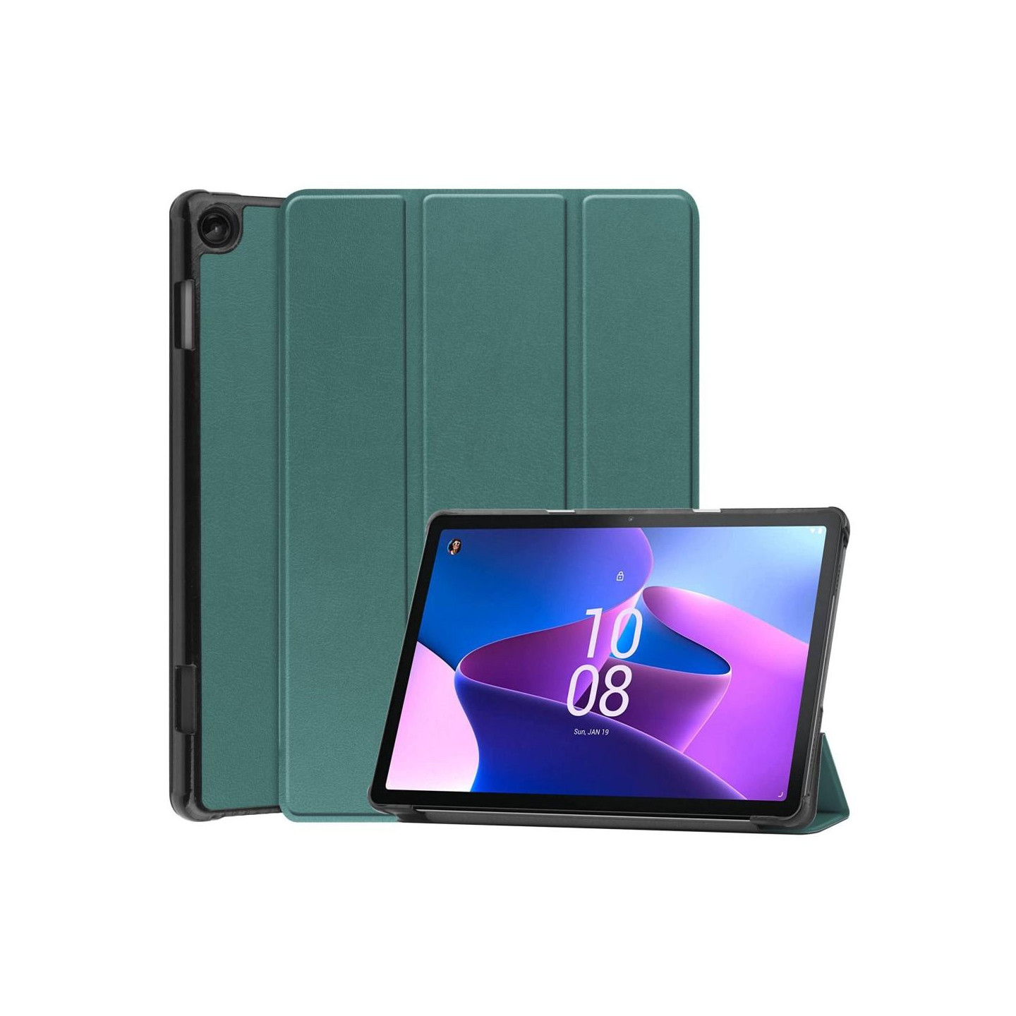 Til Lenovo Tab M10 (Gen 3) Trifoldet Stativdæksel - Grøn