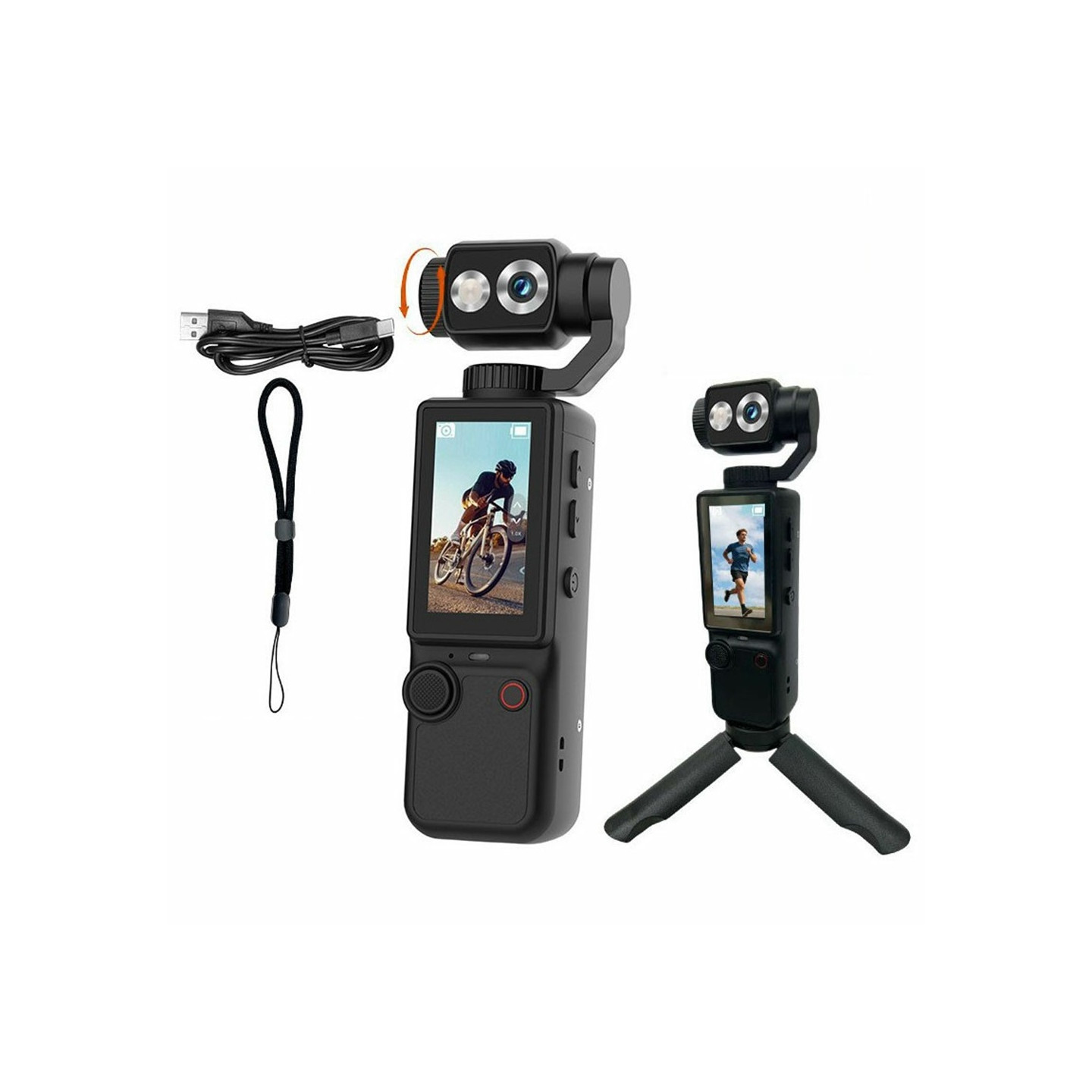 Video Camera Action Camera 4K 180 Degree Rotating Lens Autofocus Sports Camera
