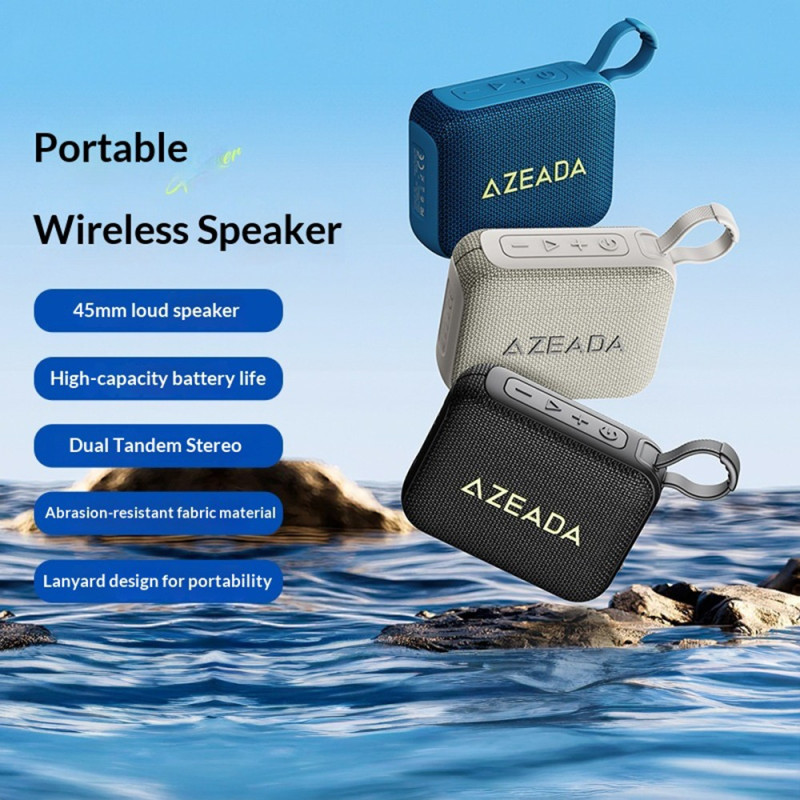 AZEADA 5W Bluetooth-kaiutin, vedenpitävä ulkokaiutin, subwoofer ja hihna