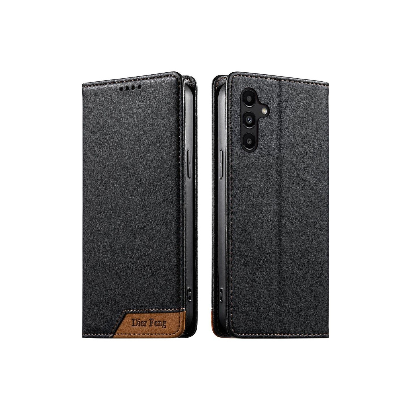 DIERFENG Til Samsung Galaxy A26 / A17 / A16 Lommebokdeksel RFID Beskyttelse Stativ - Svart