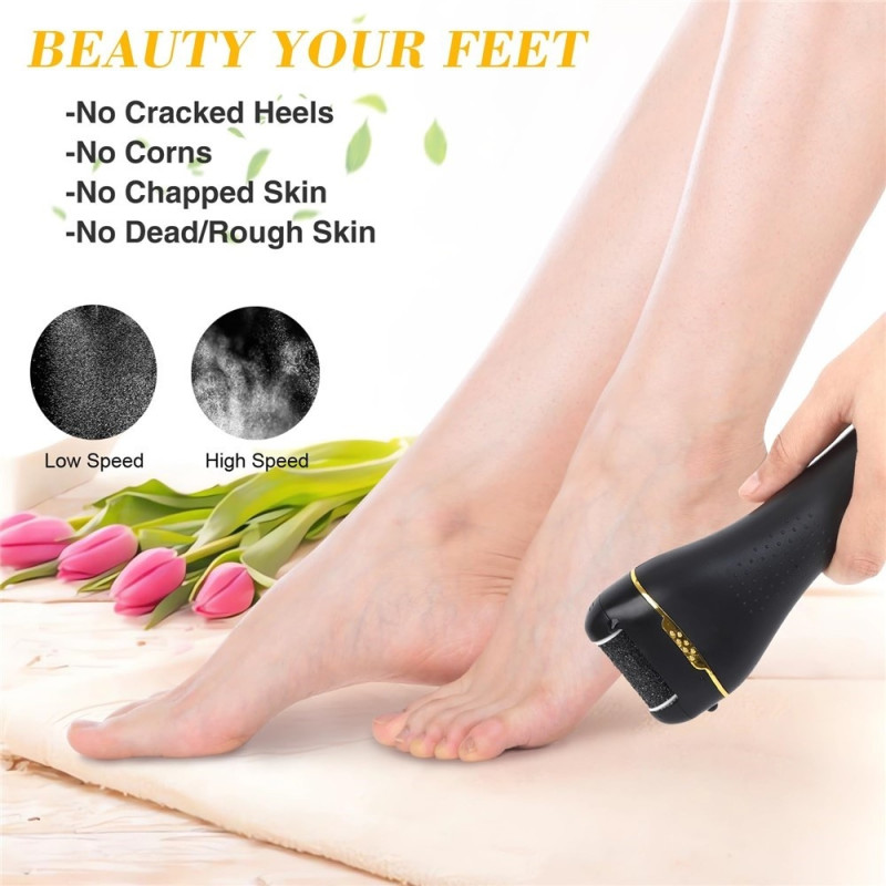 Electric Foot File 2-Speed ​​Pedicure Calluses Foot Care IPX6 Waterproof - Pink