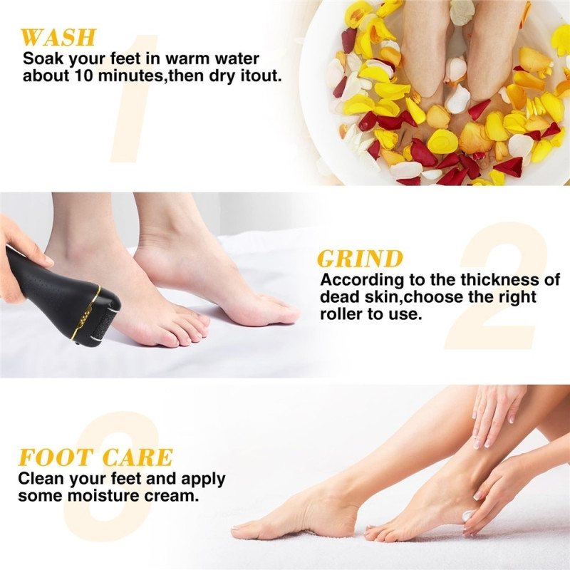 Electric Foot File 2-Speed ​​Pedicure Calluses Foot Care IPX6 Waterproof - Pink