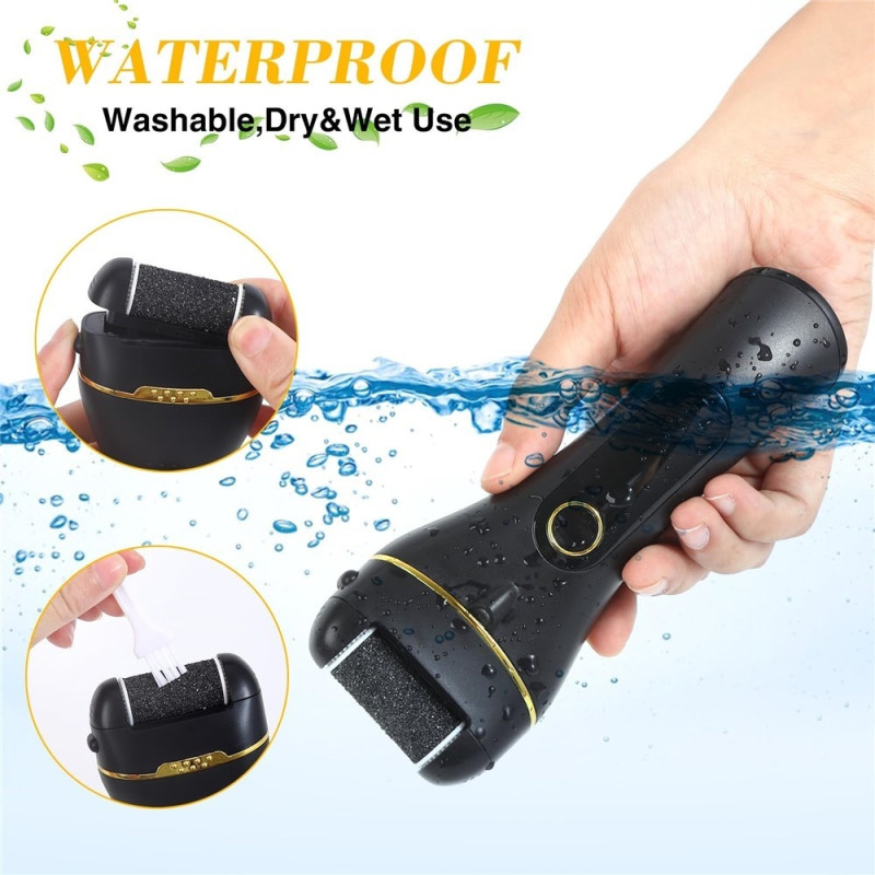 Elektrisk fodfil 2-hastigheder pedicure hård hud fodpleje IPX6 vandtæt - Lyserød