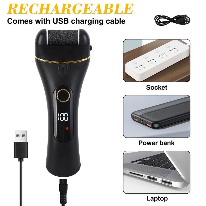 Sähköinen jalkaviila 2-nopeuksinen pedikyyri kovettumia jalkojen hoitoon IPX6 vedenpitävä - Vaaleanpunainen