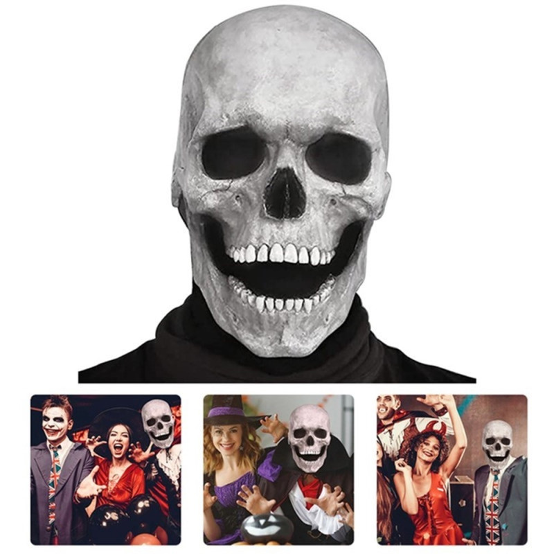 Mask Masquerade soft material Skull mask with movable jaw Scary Skeleton - Light