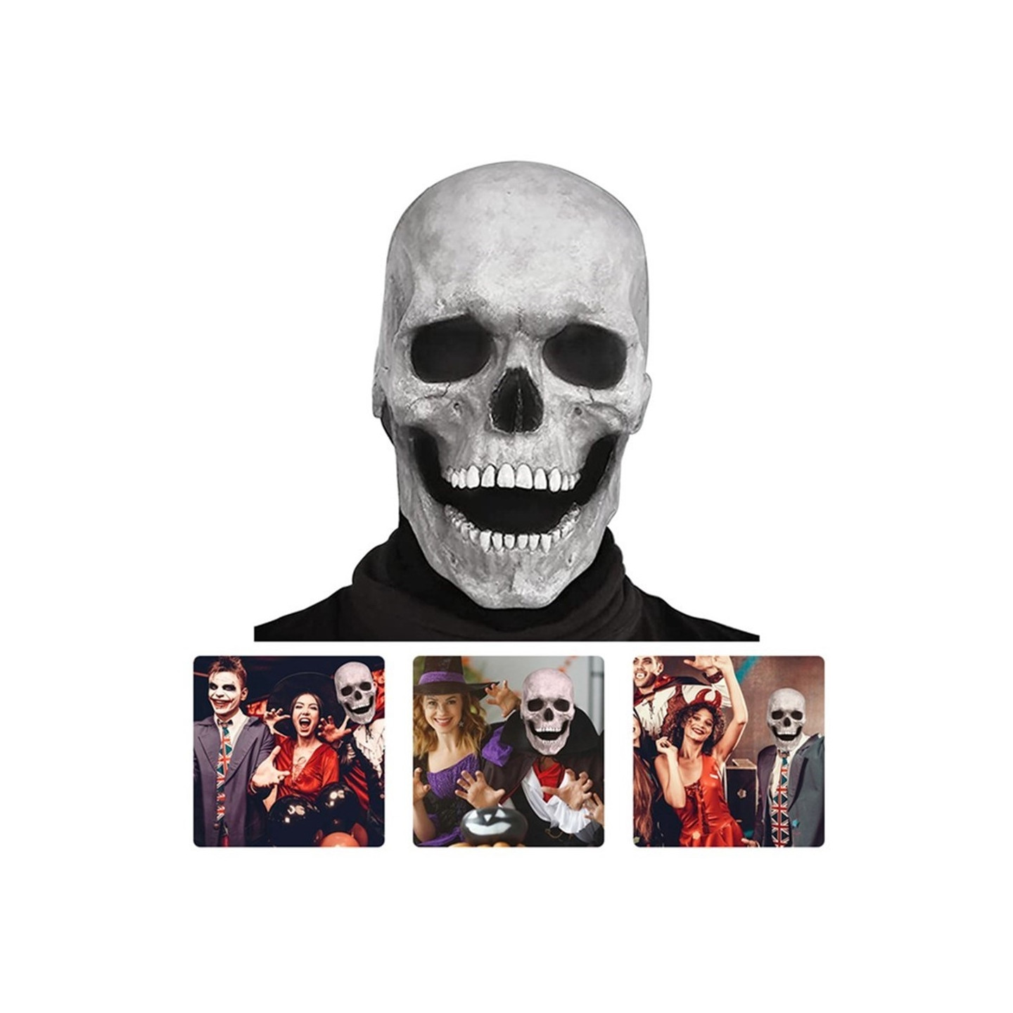 Mask Masquerade soft material Skull mask with movable jaw Scary Skeleton - Light