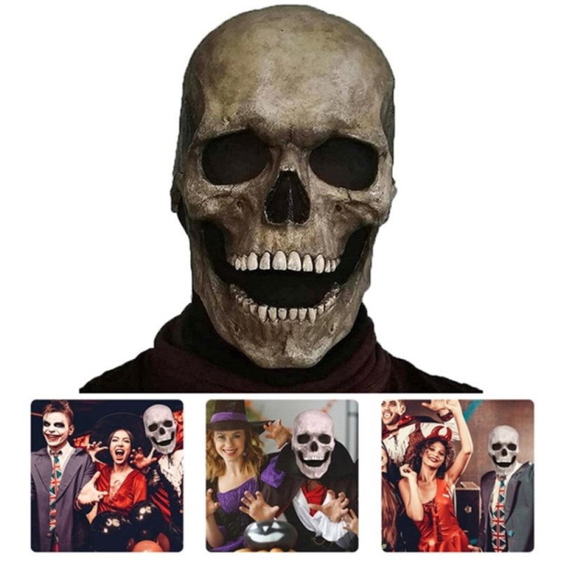 Mask Masquerade soft material Skull mask with movable jaw Scary Skeleton - Dark