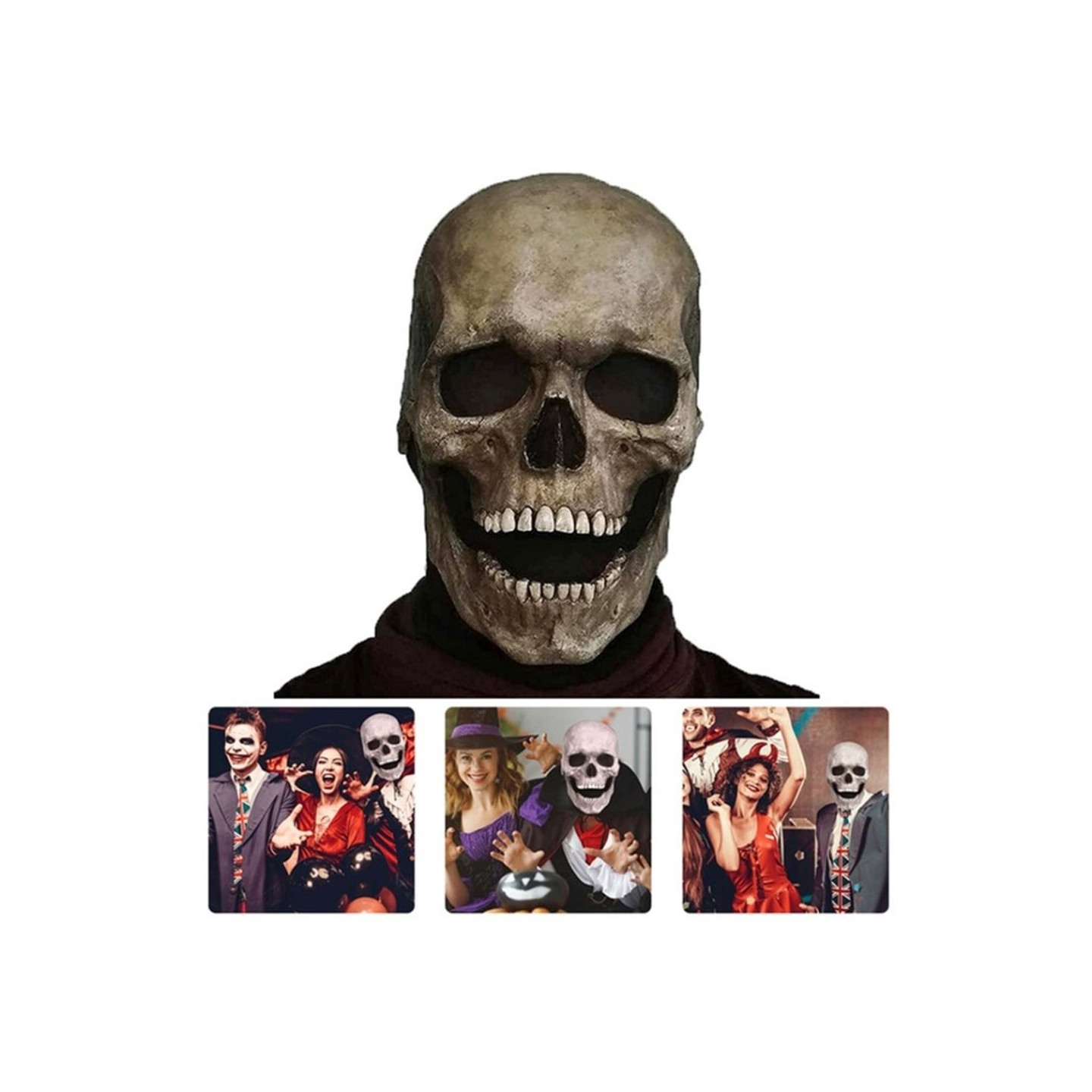 Mask Masquerade soft material Skull mask with movable jaw Scary Skeleton - Dark