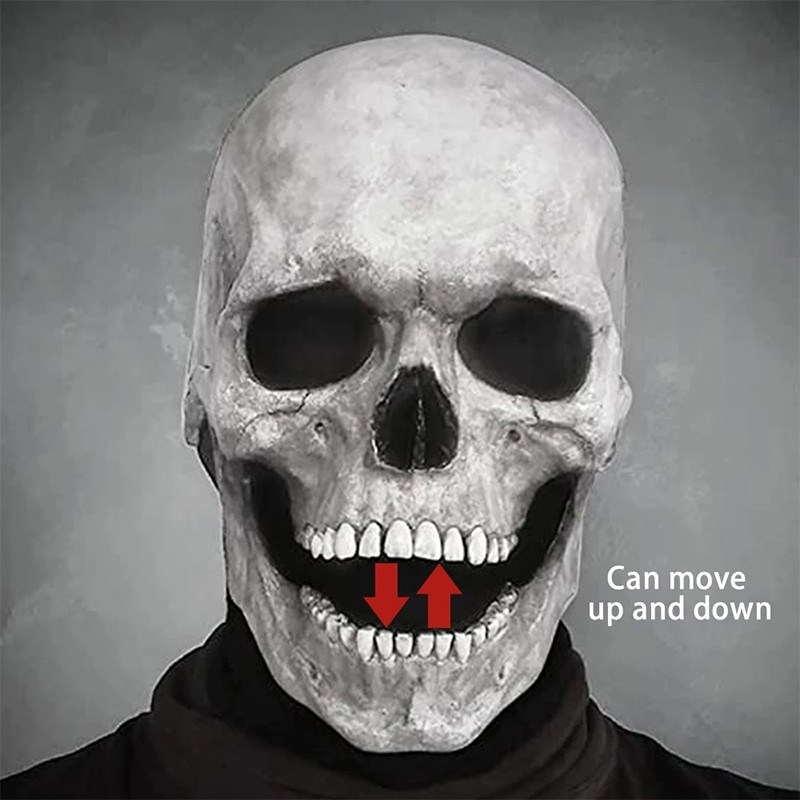 Mask Masquerade soft material Skull mask with movable jaw Scary Skeleton - Dark