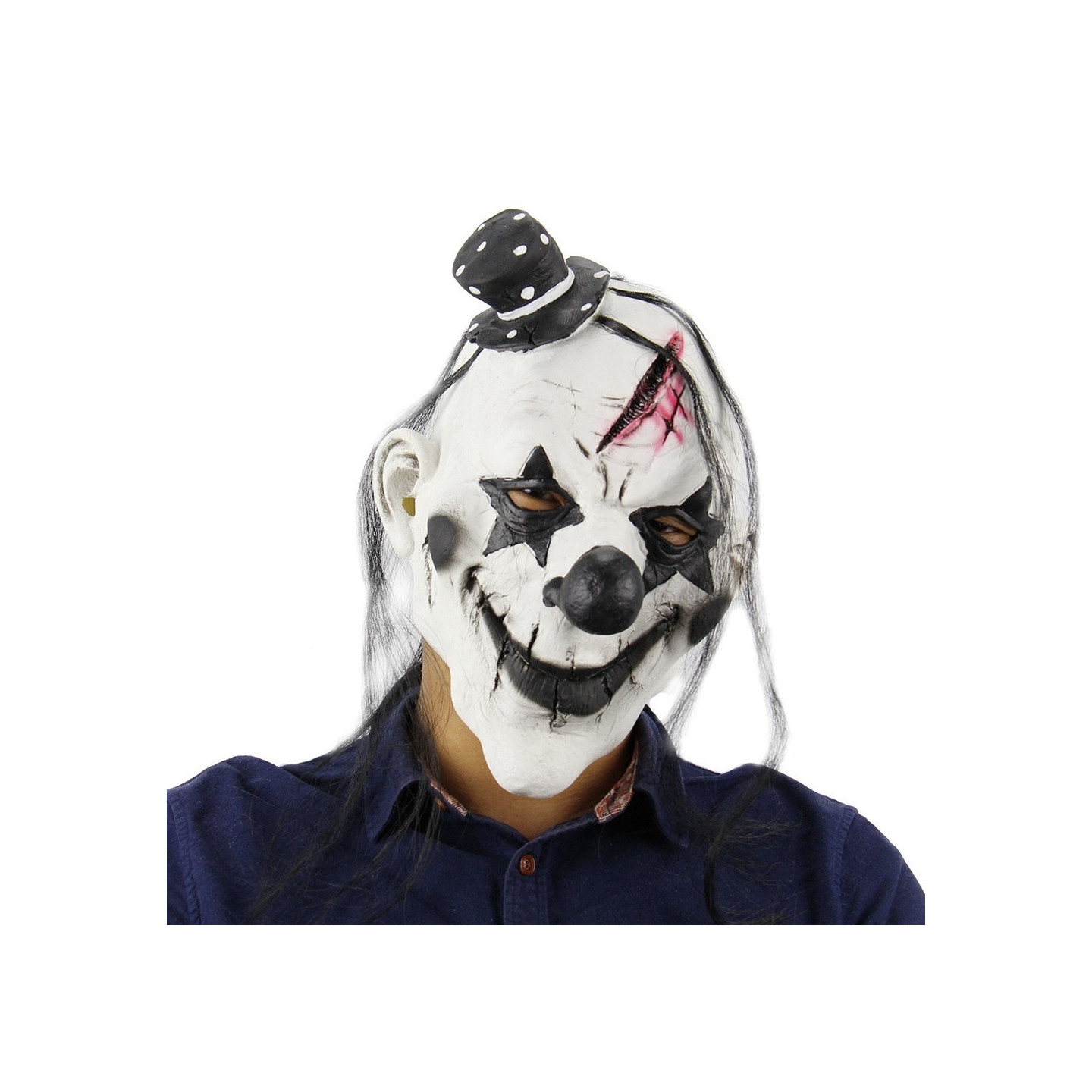 Maske Maskerade mykt materiale Skummel klovnemaske med helhode laget av lateks for skrekkeffekt