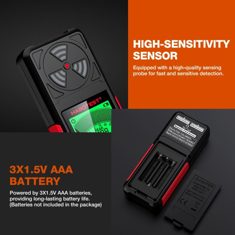 LCD Screen EMF Detector 3-Axis Magnetic Electric RF Field Radiation Meter