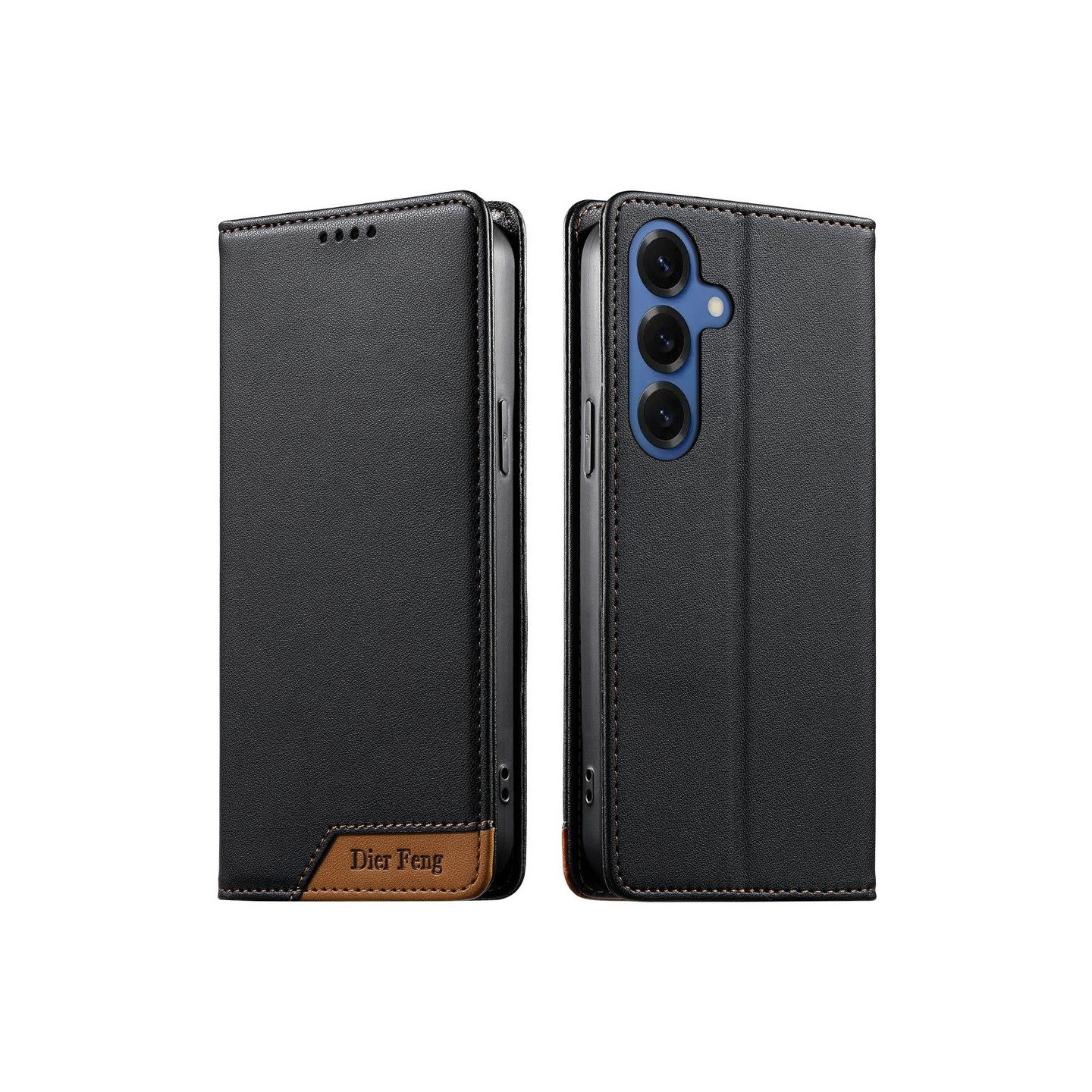 DIERFENG For Samsung Galaxy S26+ Wallet Case RFID Blocking Stand - Black