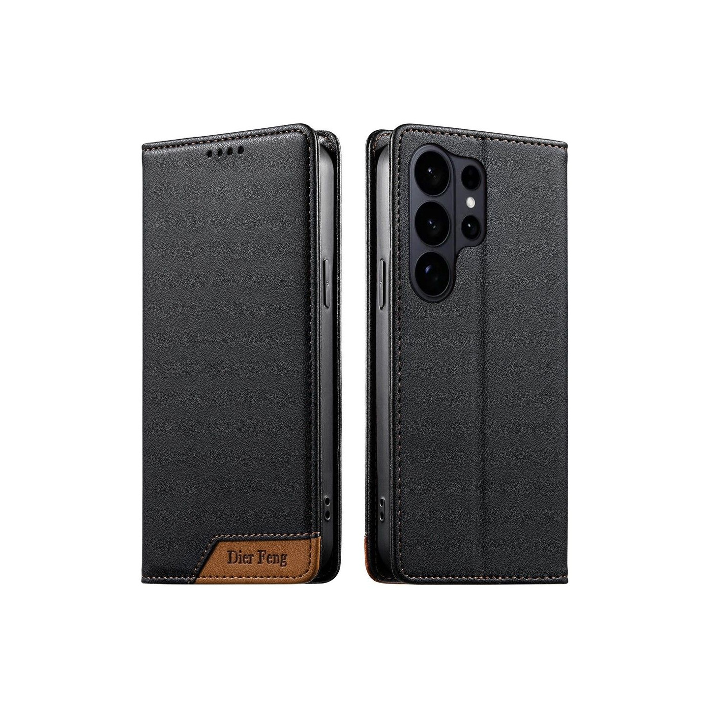 DIERFENG Samsung Galaxy S26 Ultra Lompakkokotelo RFID Suoja Teline - Musta