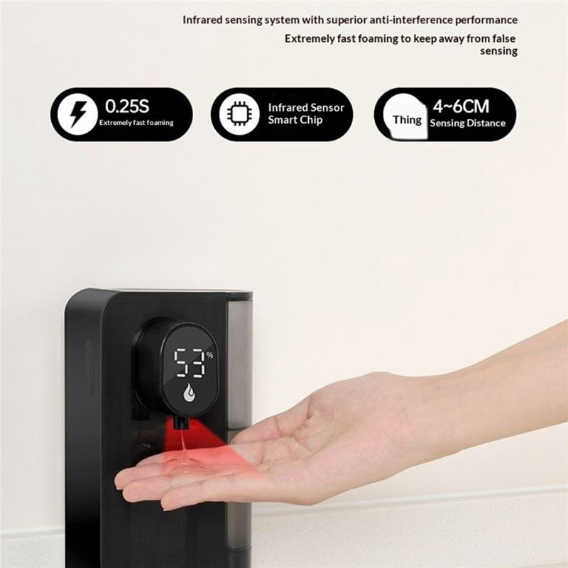 Automatisk såpepumpe 500 ml veggmontert berøringsfri geldispenser IPX5 - Svart
