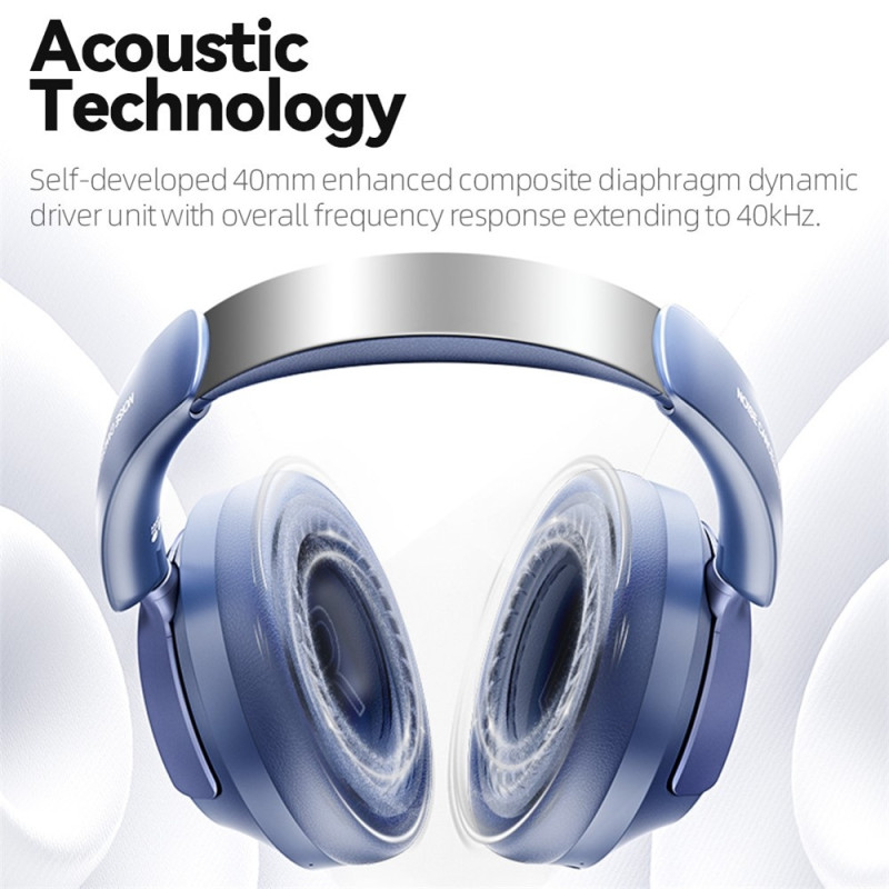 Wireless PC Gaming Headset Noise Cancelling Over-Ear Bluetooth Headphones - Blue