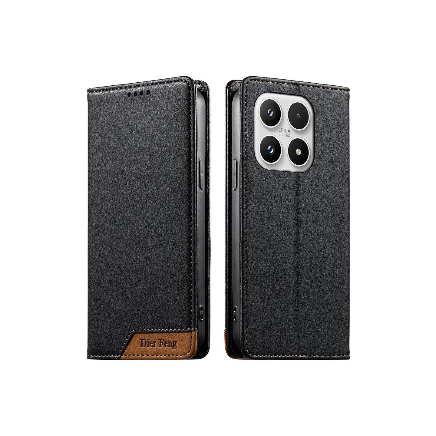 DIERFENG For Xiaomi 17 Wallet Case RFID Blocking Stand - Black