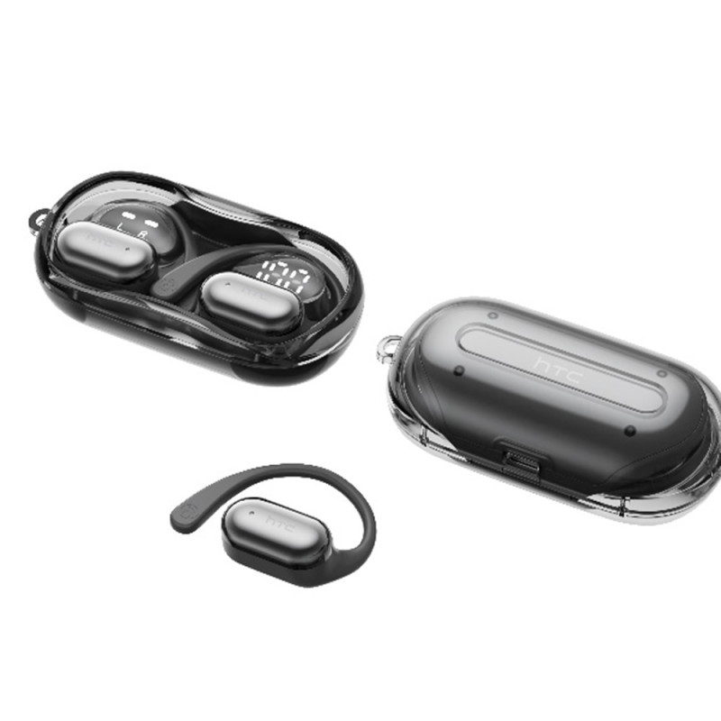 Langattomat kuulokkeet HTC NE37 Bluetooth 6.0 korvakoukku urheilu musiikki puhelut - musta