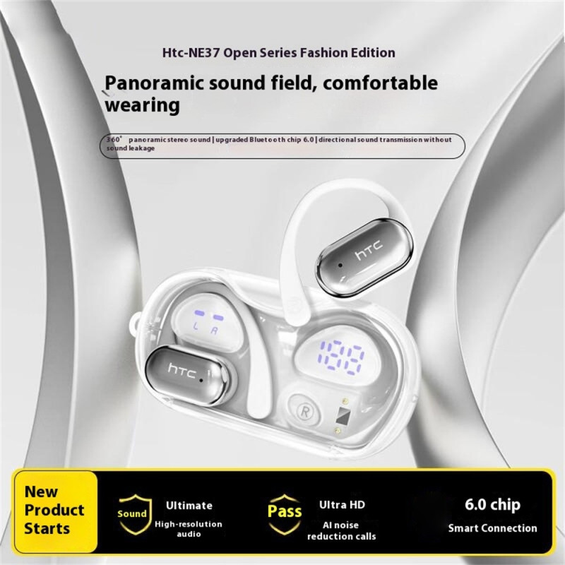 Trådløse Hovedtelefoner HTC NE37 Bluetooth 6.0 Ørekrog Sport Musik Opkald - Sort