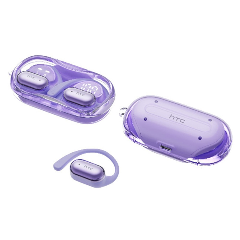 Wireless Headphones HTC NE37 Bluetooth 6.0 Earhook Sports Music Calls - Purple