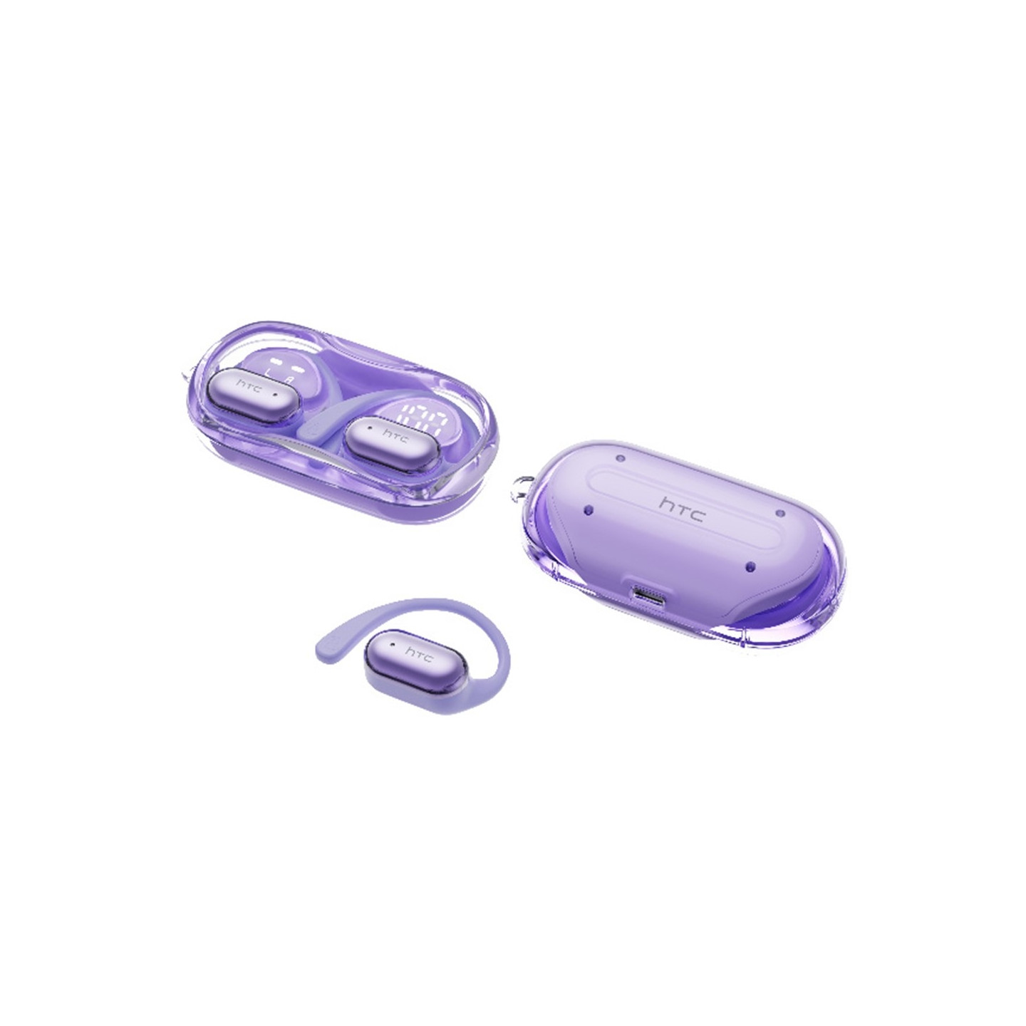 Wireless Headphones HTC NE37 Bluetooth 6.0 Earhook Sports Music Calls - Purple