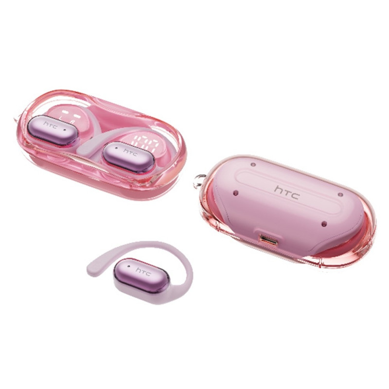 Wireless Headphones HTC NE37 Bluetooth 6.0 Earhook Sports Music Calls - Pink