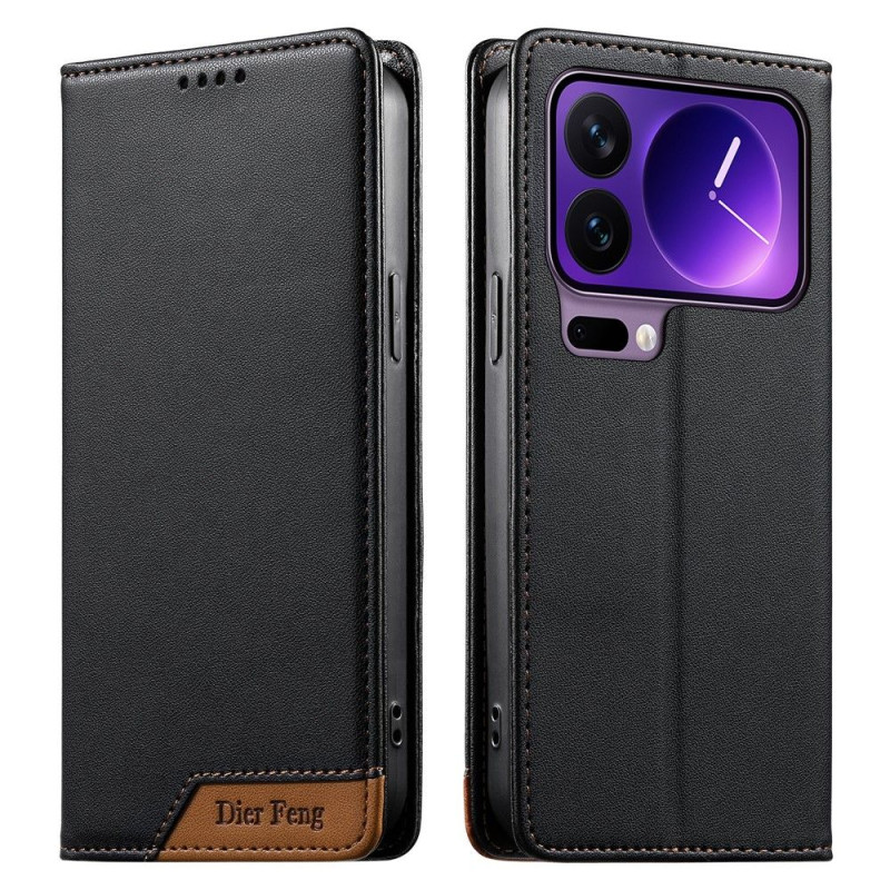 DIERFENG För Xiaomi 17 Pro Plånboksfodral RFID Skydd Stativ - Svart