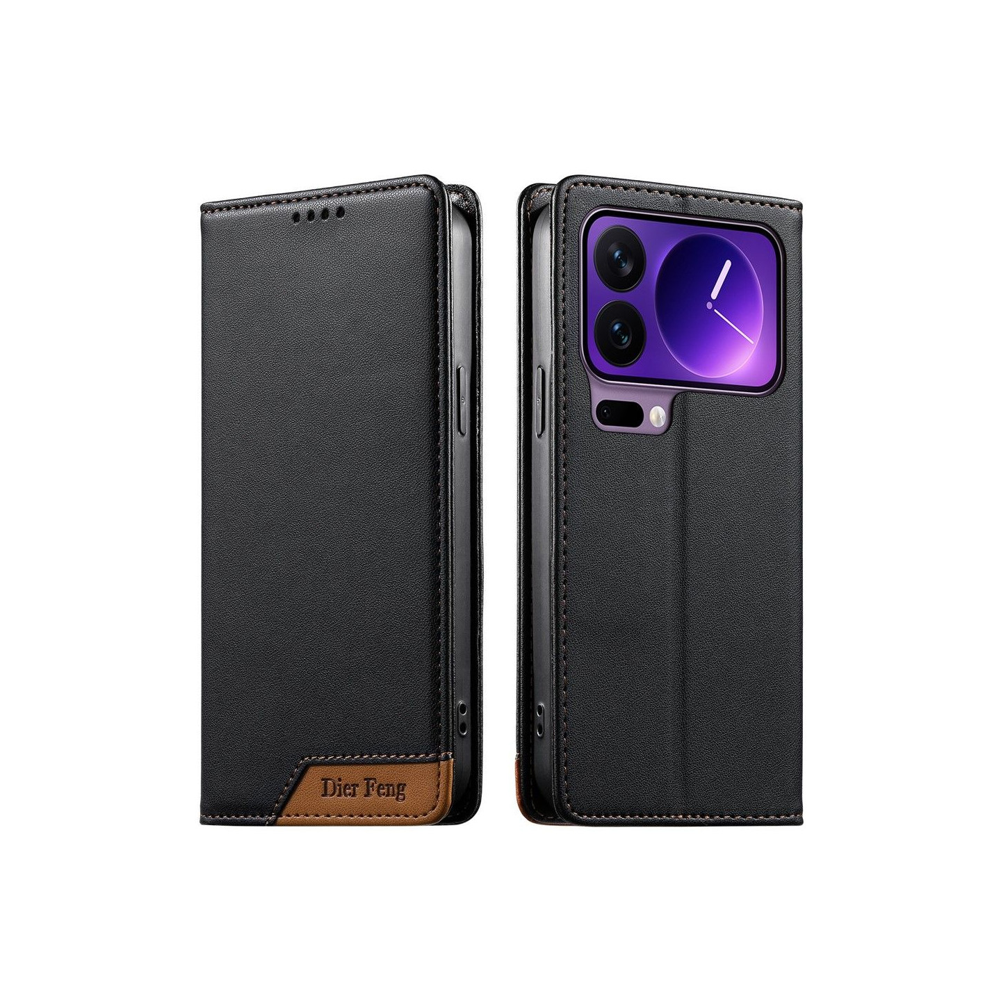 DIERFENG För Xiaomi 17 Pro Plånboksfodral RFID Skydd Stativ - Svart